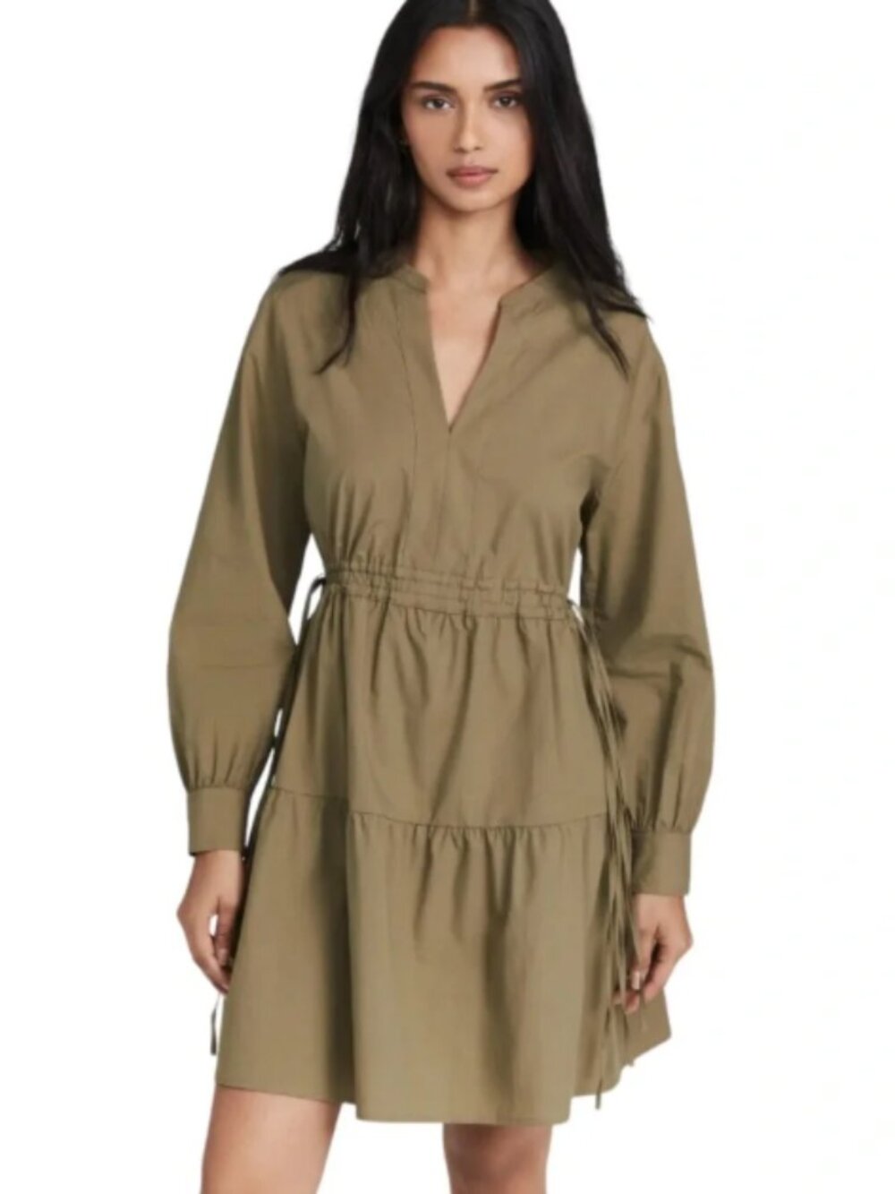 Rails ivy moss olive green tie waist tiered dress size large boho peasant